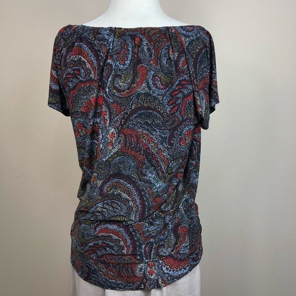 Outback Red Paisley Scoop Pleated Neckline Blouse - Picture 5 of 8
